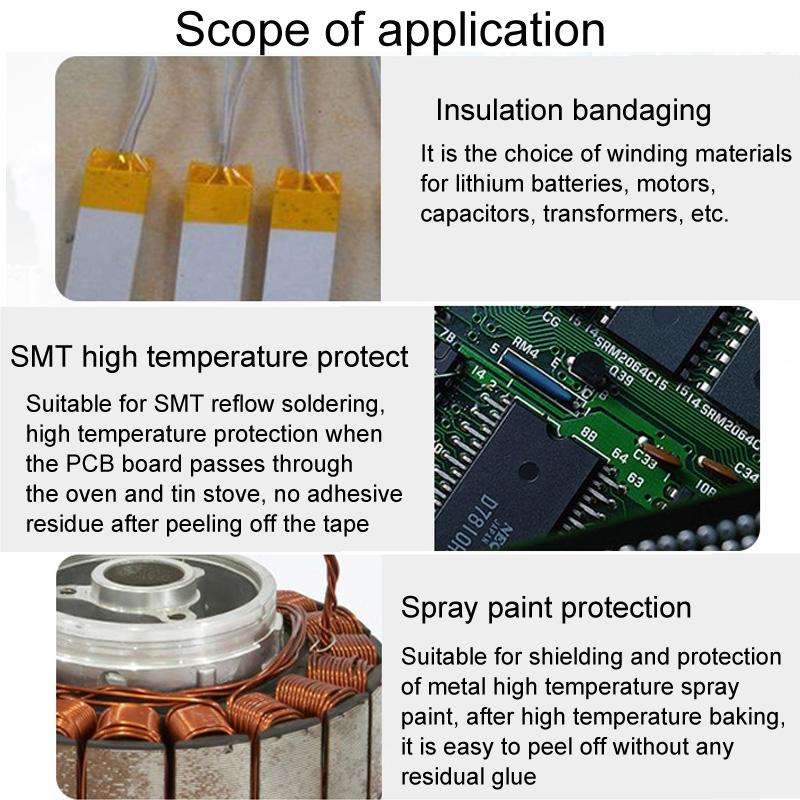 24mm High Temperature Resistant Clear Heat Dedicated Polyimide Tape with Silicone Adhesive, Lengt...