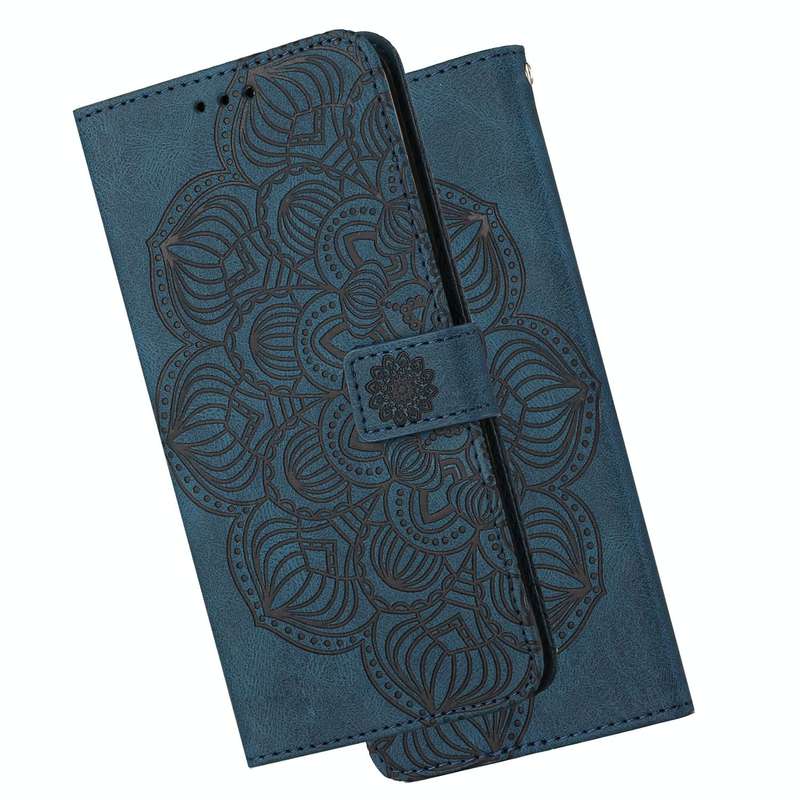 For Samsung Galaxy A70 Mandala Embossed Flip Leather Phone Case(Blue)