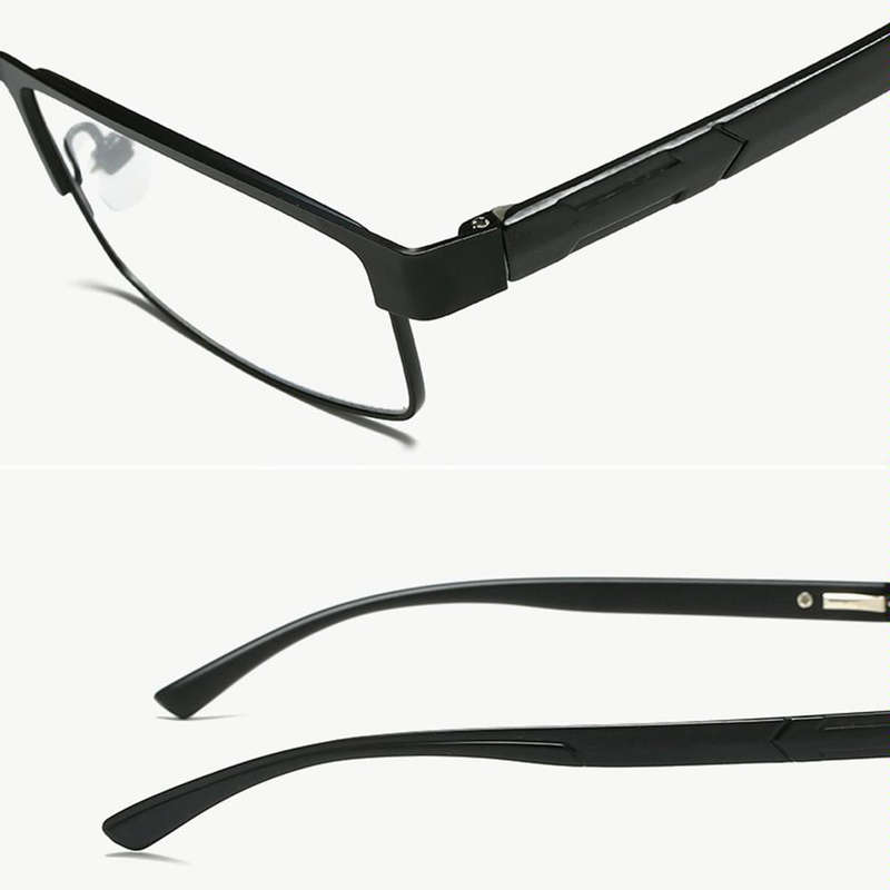 Simple Matel Frame Reading Glasses Hyperopia Eyeglasses +3.50D(Matte Black)