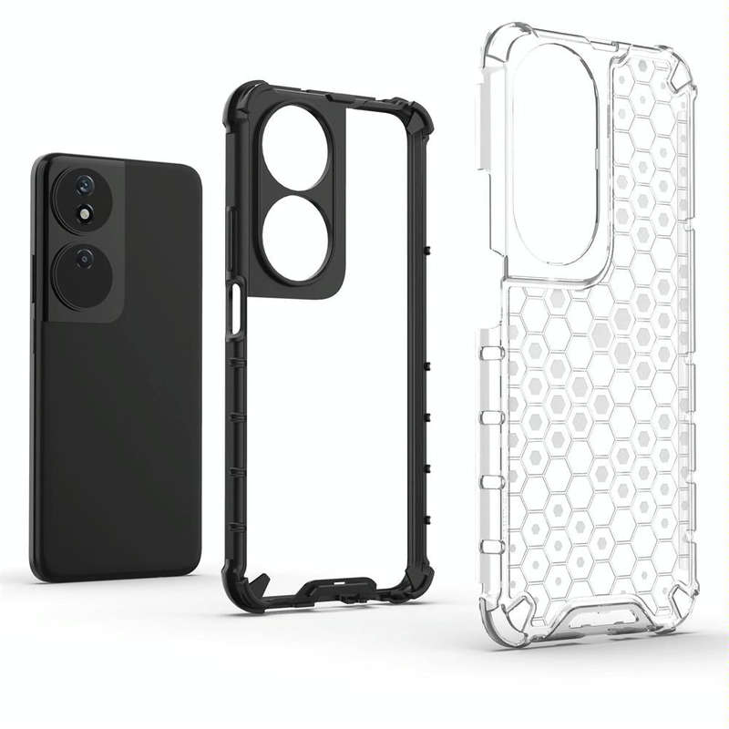 For Honor X7b Shockproof Honeycomb Phone Case(Blue)