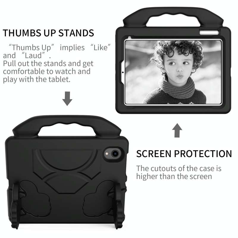 For iPad mini 6 EVA Material Children Flat Anti Falling Cover Protective Shell with Thumb Bracket...