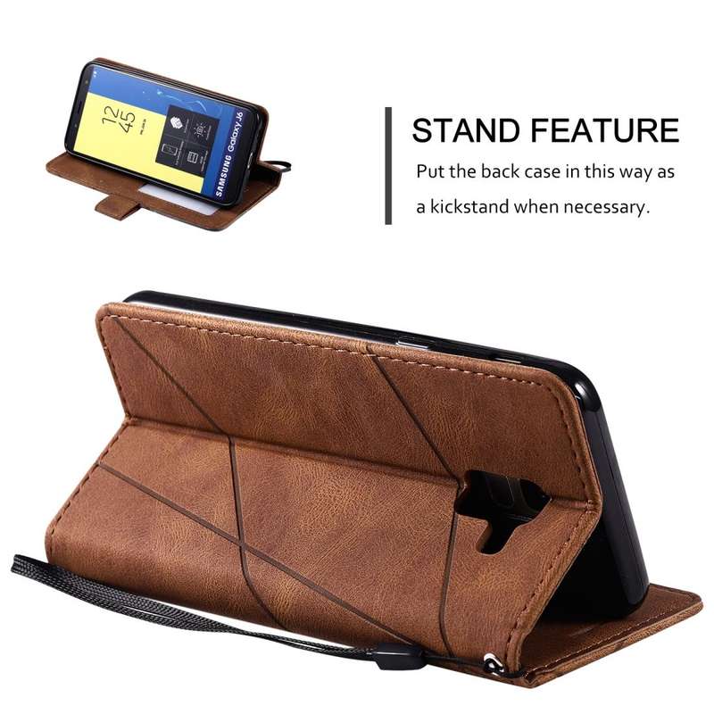 For Samsung Galaxy J6 Skin Feel Splicing Horizontal Flip Leather Case with Holder & Card Slots & ...