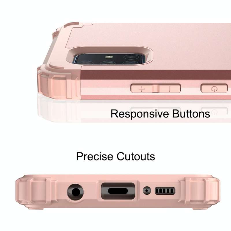 For Samsung Galaxy A71 5G 3 in 1 Shockproof PC + Silicone Protective Case(Rose Gold)