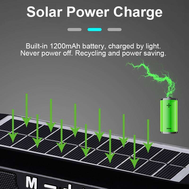 T&G TG182 Portable Column Wireless Stereo Music Box Solar Power waterproof USB AUX FM radio super...