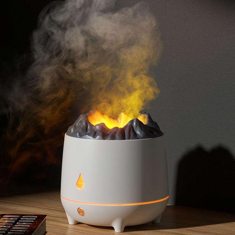 HS01 Simulation Flame Humidifier Home Aromatherapy Machine With Night Light(Black)