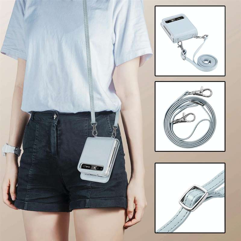 For Samsung Galaxy Z Flip 5G Diagonal Lanyard Embossed Card Phone Case(Silver)