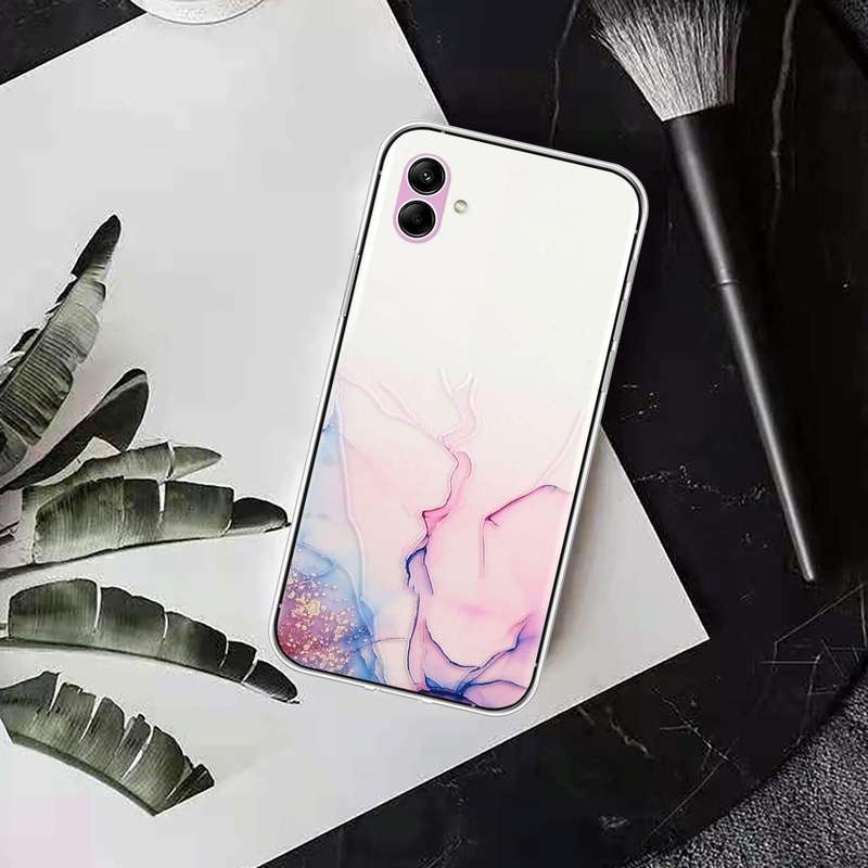 For Samsung Galaxy A04e Hollow Marble Pattern TPU Precise Hole Phone Case(Pink)
