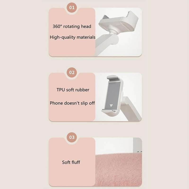 Pillow Phone Tablet Rotating Holder Lazy Desktop Bed Live Stand, Color: Single Axis Rack-Beige