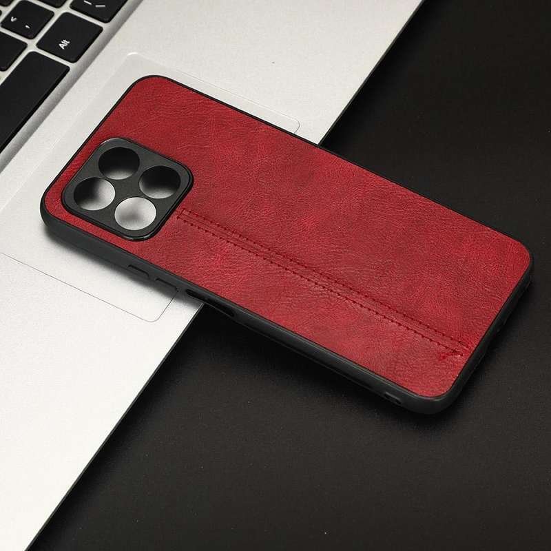 For Honor X8 5G/X6 5G/Play6C Sewing Cow Pattern Skin PC + PU + TPU Phone Case(Red)