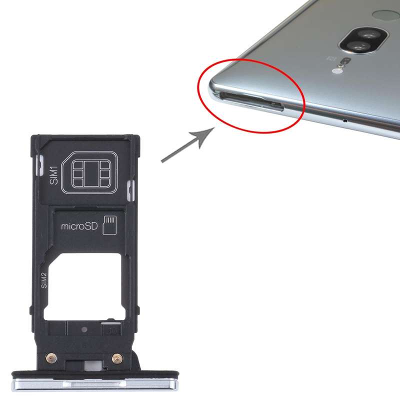 For Sony Xperia XZ2 Premium Original SIM Card Tray + SIM / Micro SD Card Tray (Silver)