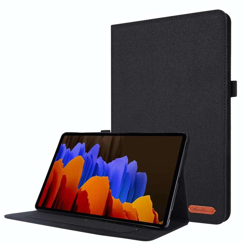 For Samsung Galaxy Tab S8 Ultra Horizontal Flip Fabric Leather Tablet Case with Card Slots & Hold...