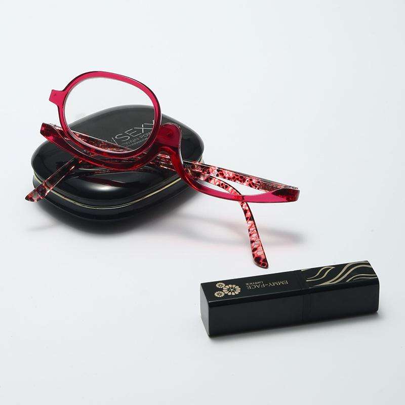 Makeup Presbyopic Glasses Monolithic Reading Glass Magnifying Glass, Degree: +100(Black)