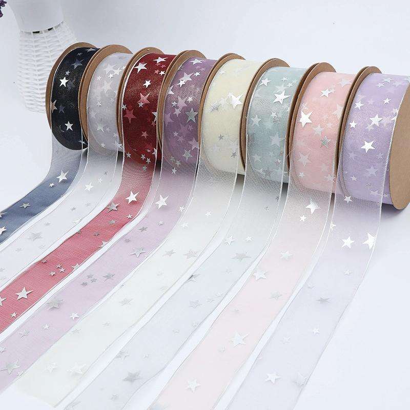 Star Ribbon Wedding Floral Packaging Ribbon, Specification: 2.5 cm(Bean Paste)