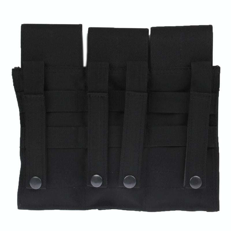 Triple Canvas Clips Pouch with Hook and Loop Fastener & Quick Release Buckles(Black)