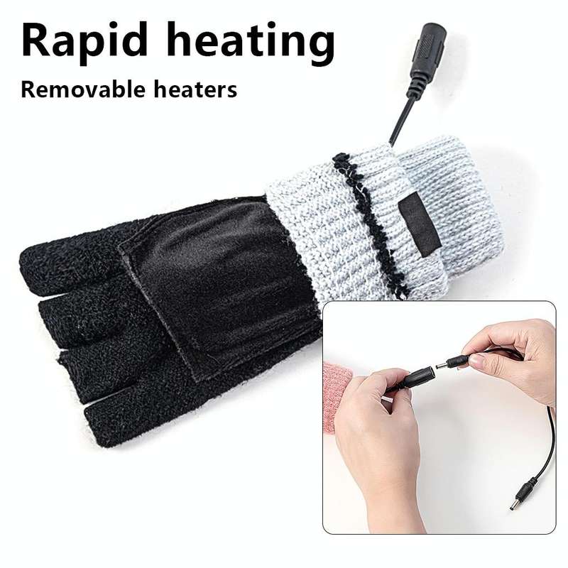 Winter USB Rechargeable Heated Half Finger Gloves, Size: Free Size(Blue)