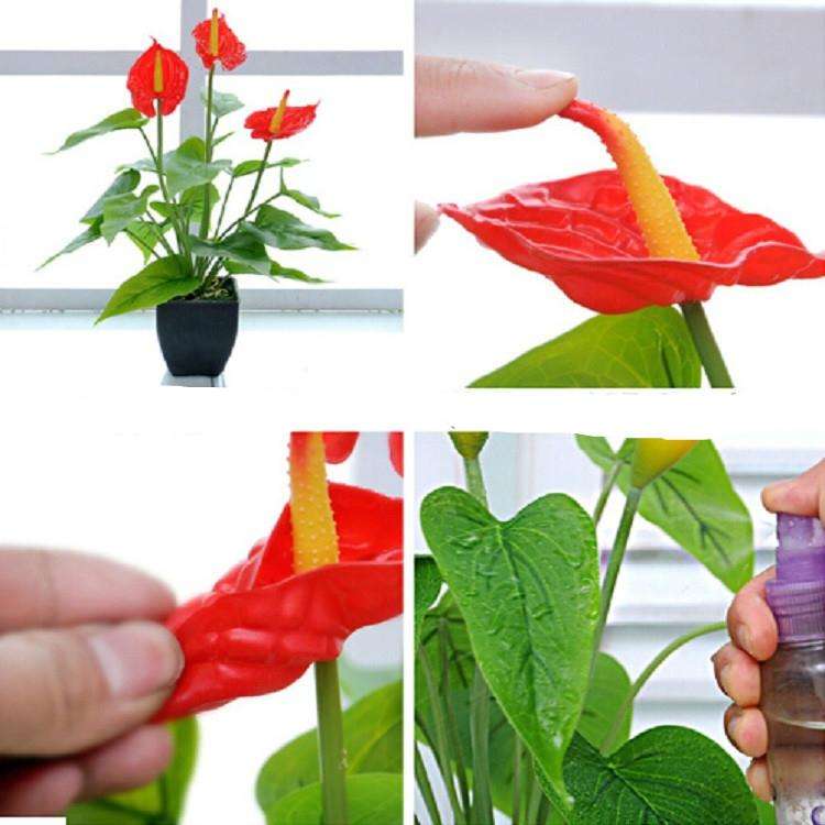 Artificial Flower Calla Plant Potted Home Decoration Green Plant(White Green)