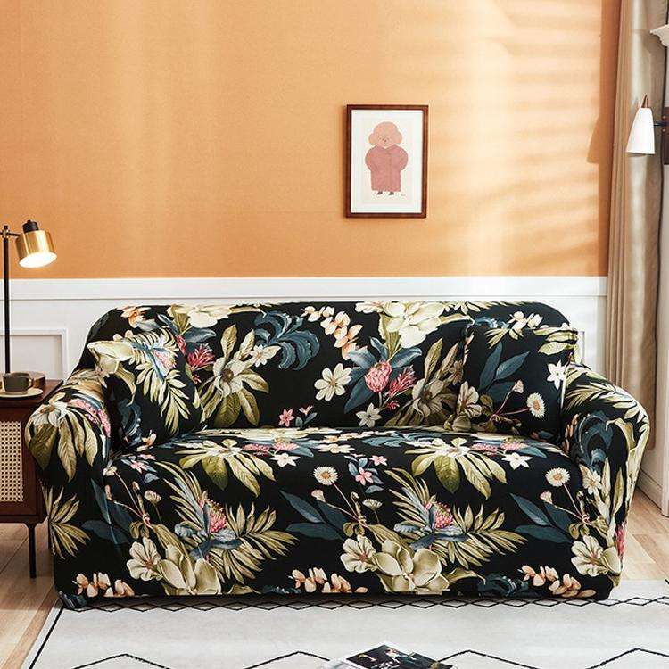 Double Seat Full Coverage Elastic Non-slip Sofa Cover(Orchid)