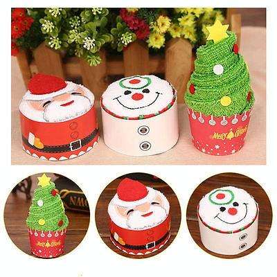 Christmas Creative Cake Towel Gift Washcloth Christmas Cute Towel Presents(Christmas Tree)