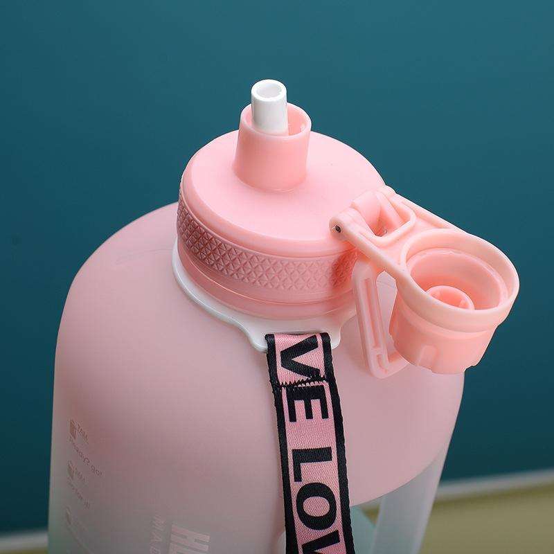 2.2L Large-Capacity Water Cup Sports And Fitness Straw Large Water Bottle Heat-resistant Plastic ...