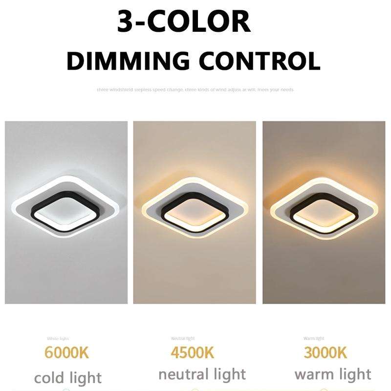 20W 3-color Dimming Aisle Light LED Entrance Corridor Cloakroom Ceiling Light Black Square