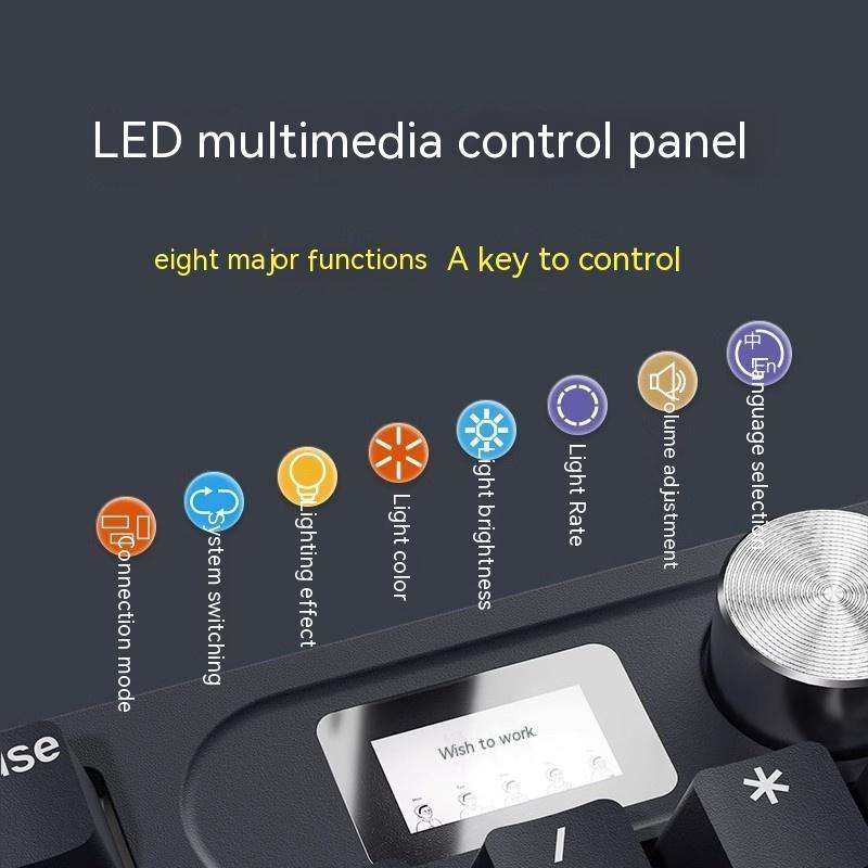 LANGTU LT104 Mechanical Keyboard Backlight Display Flexible DIY Keyboard, Style: Wireless Tri-mod...
