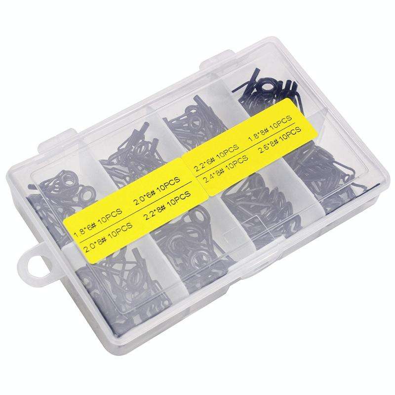 80 PCS / Box Top Ring Leading Eye Lure Rod Accessories, Style: Stainless Steel+Ceramic Ring(Black)