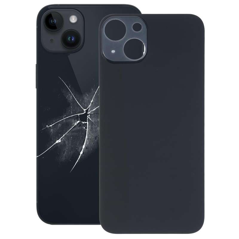 Easy Replacement Big Camera Hole Glass Back Battery Cover for iPhone 14(Black)