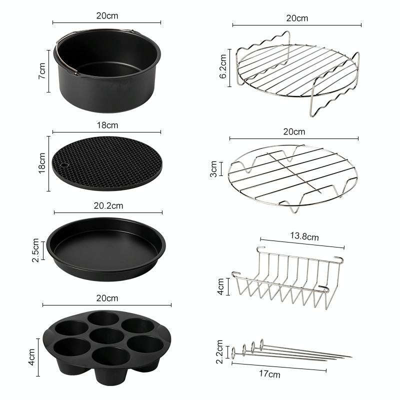 7 in 1 Air Fryer Accessories 7-piece Set for 3.5-5.8QT Type of Baking Basket Double-layer Grill(B...