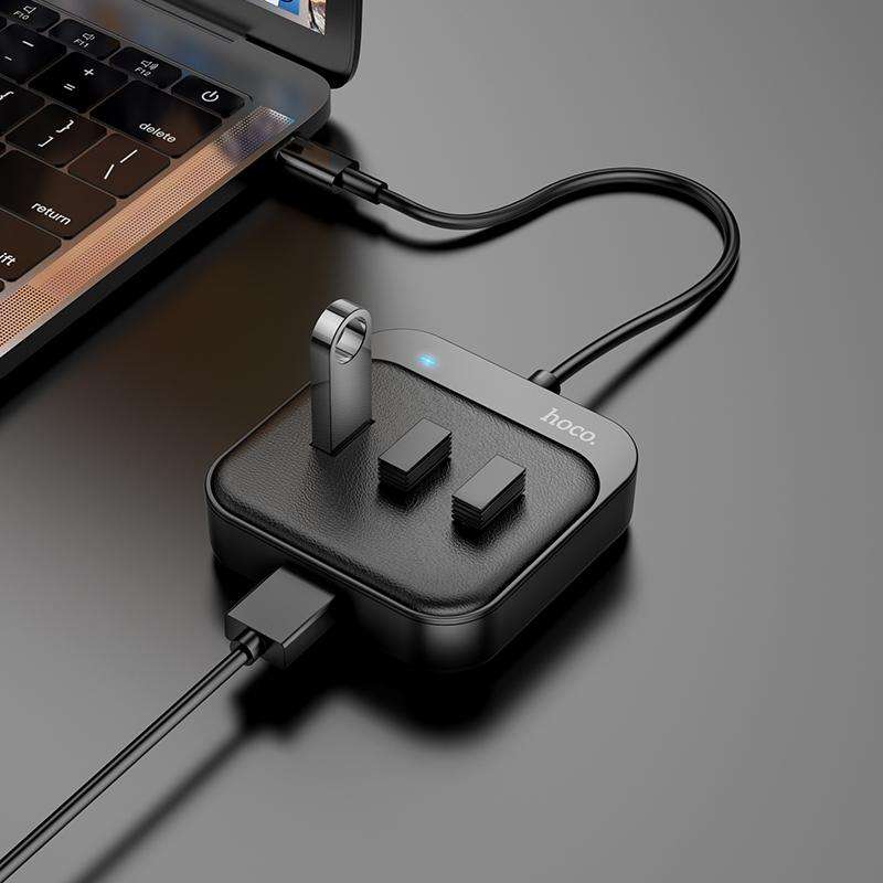 hoco HB31 Easy 4 in 1 USB-C / Type-C to USB3.0x4 Converter, Cable Length: 0.2m(Black)