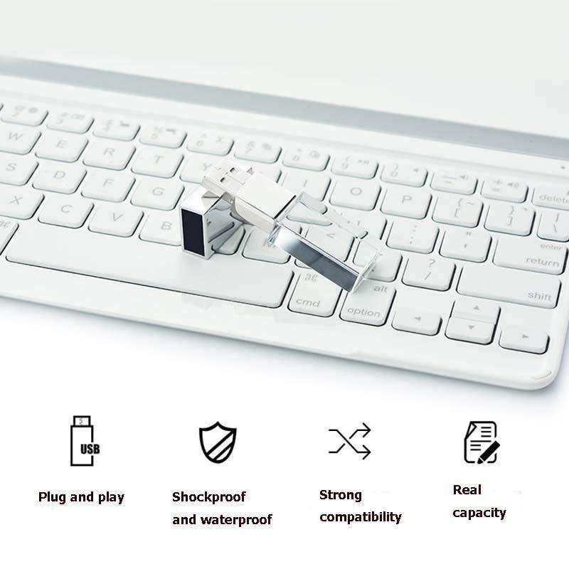 2 PCS Crystal Flash Light Emitting USB 2.0 Flash Drive Car Music USB Flash Drive, Capacity: 16G (...