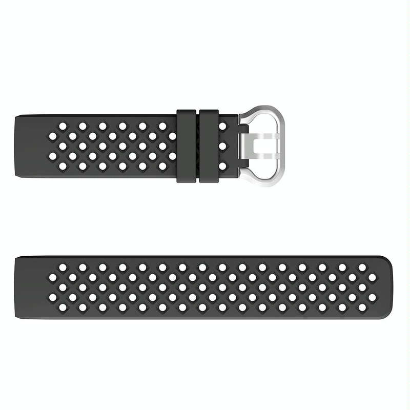 For Fitbit Charge 3 / 4 Hollow Square Silicone Watch Band Wristband(Black)