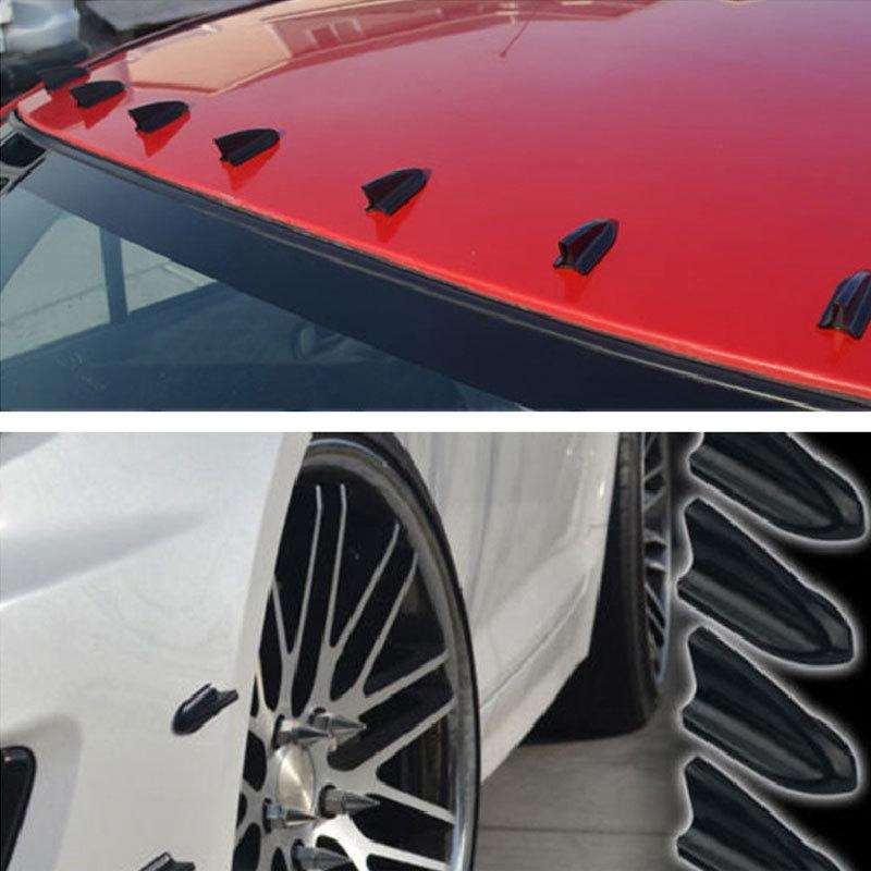 10 PCS Universal Car Carbon Fiber Texture Shark Fin Diffuser Vortex Generator Roof Spoiler