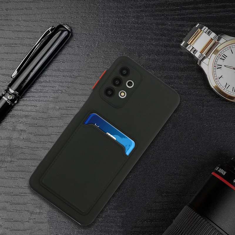 For Samsung Galaxy A32 4G Card Slot Design Shockproof TPU Protective Case(Black)