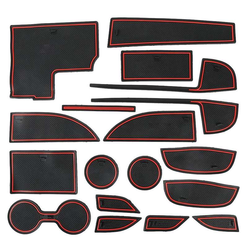 Car Water Cup Gate Slot Mats Plastic Red Anti-Slip Interior Door Pad for Mazda CX-5 2017-2018