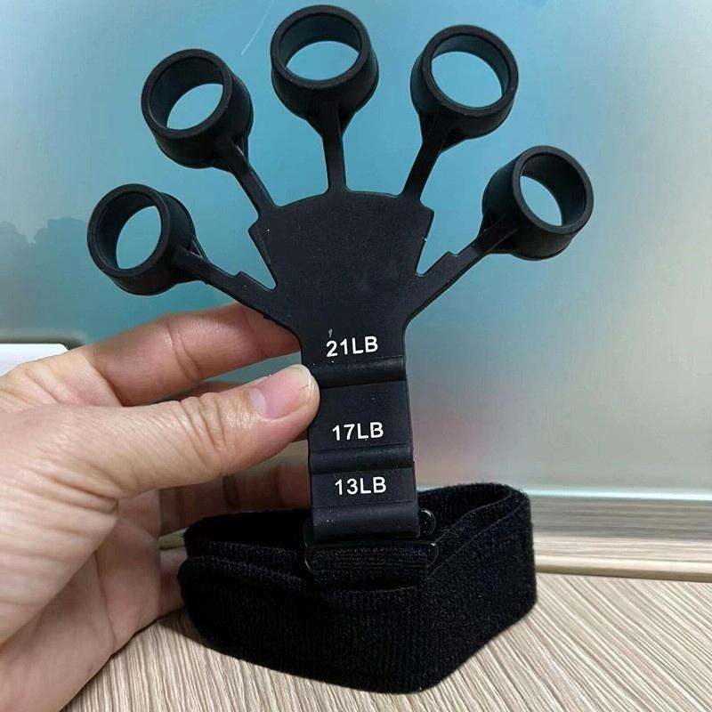Silicone Grip Device Finger Exercise Strength Trainer(1 Black+Wrist)
