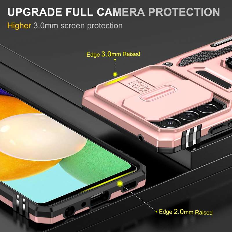 For Samsung Galaxy A52 5G/4G Armor PC + TPU Camera Shield Phone Case(Rose Gold)