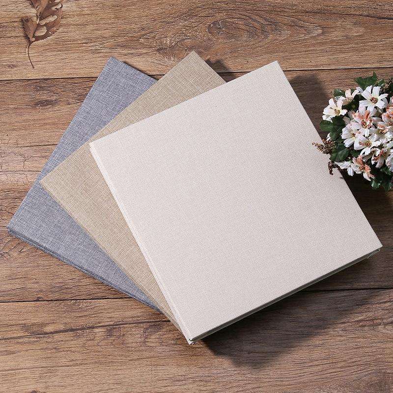 Simple Linen Self-adhesive Film Album Retro Family Large Capacity Handmade Creative Gifts(Beige B...