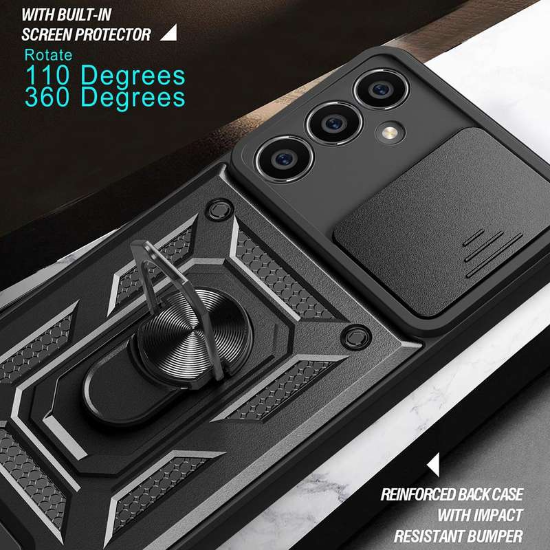 For Samsung Galaxy S23 FE 5G Sliding Camera Cover Design TPU+PC Phone Case(Black)