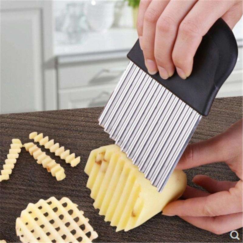 French Fries Cut Stainless Steel Saw Blade Serrated Cutter Fruit and Vegetable Tools Wave Knife K...