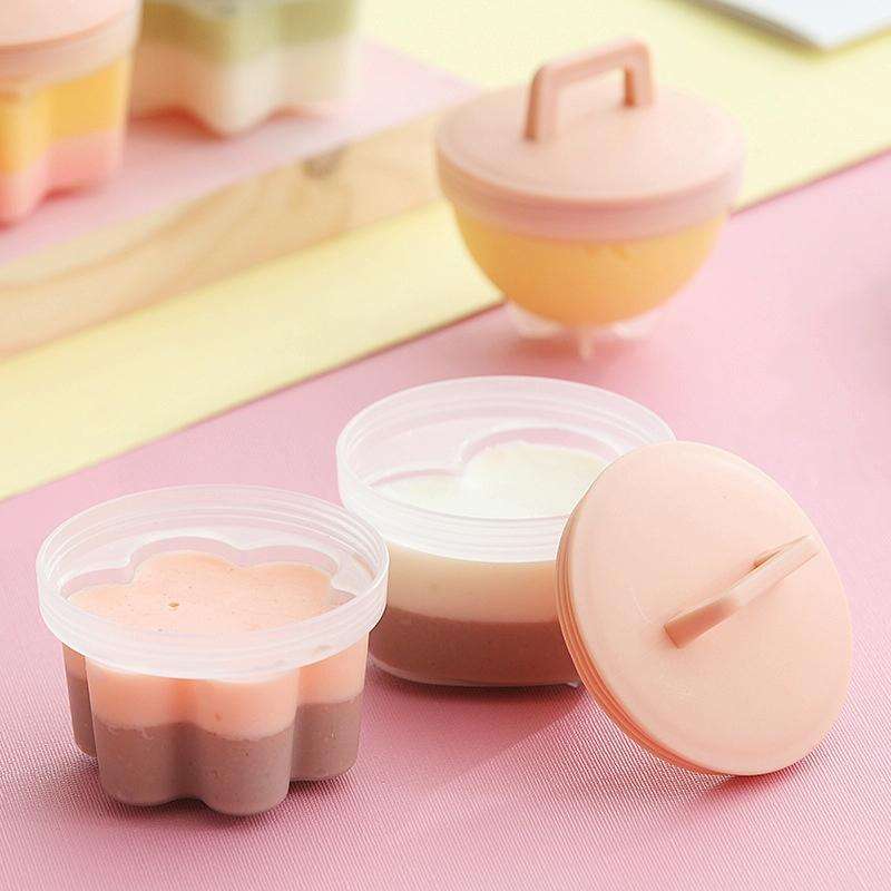 4 in 1 Poached Egg Mold Set Household Poached Egg Egg Cup Egg Steamer with Oil Brush(Pink)