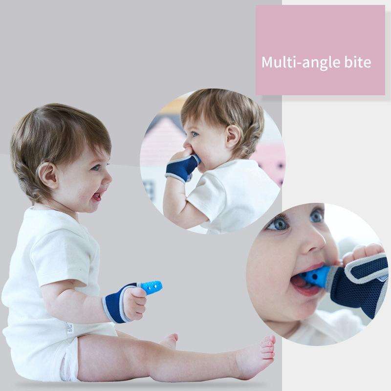 ZT001 Baby Silicone Molar Finger Cots Children Anti-Bite Hand Breathable Thumb Cots Teether Mater...