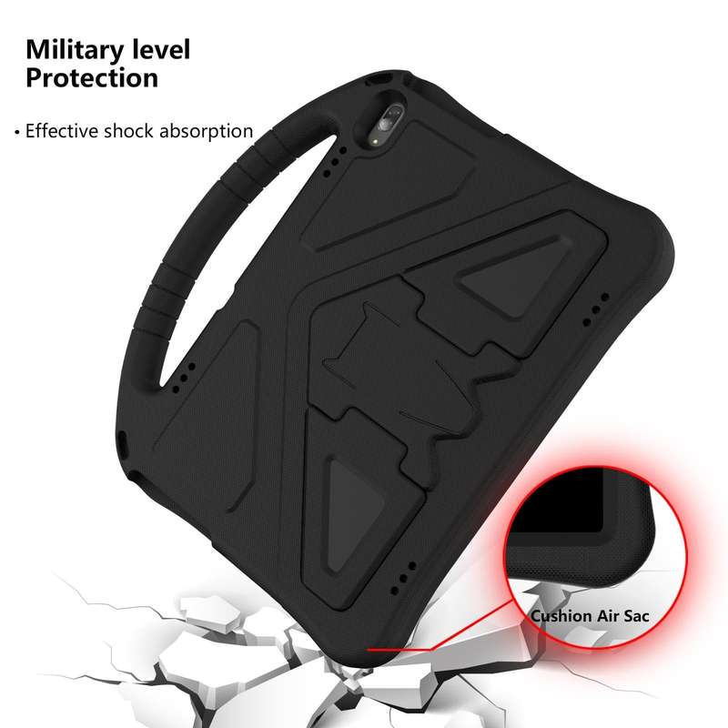 For Huawei MediaPad T5 10.1 EVA Flat Anti Falling Protective Case Shell with Holder(Black)