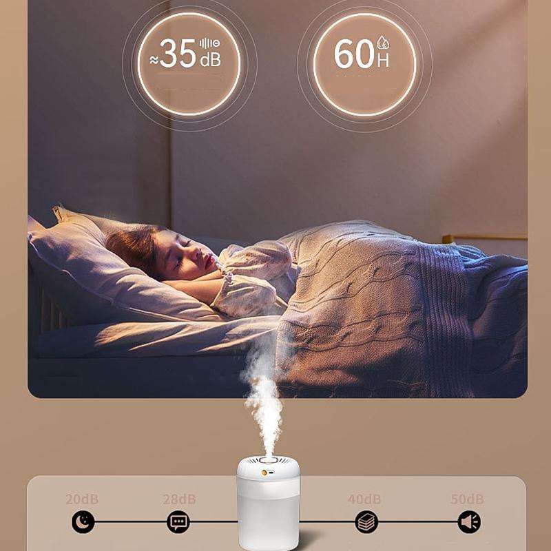 3000ml Double Nozzle Humidifier with Timing Digital Display and Colorful Ambient Light(White)