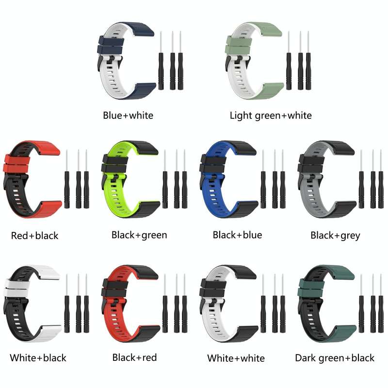 For Garmin Fenix 3 Sapphire 26mm Silicone Mixing Color Watch Band(Dark Green+Black)