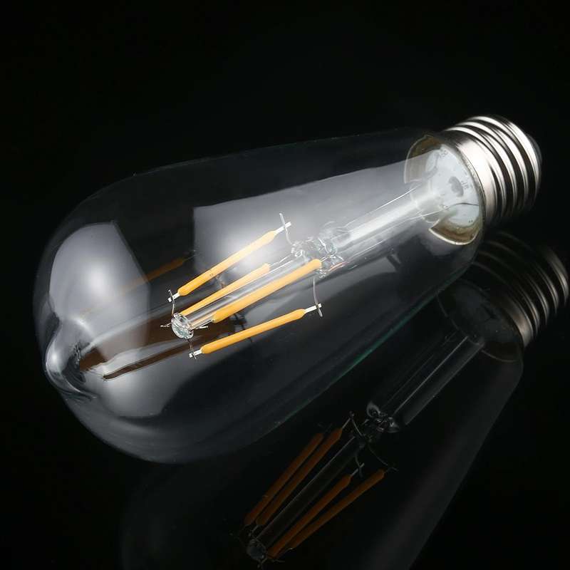 ST64 E27 4W 4 LEDs 600 LM 3000K Retro Dimming LED Filament Light Bulb Energy Saving Light, AC 220...