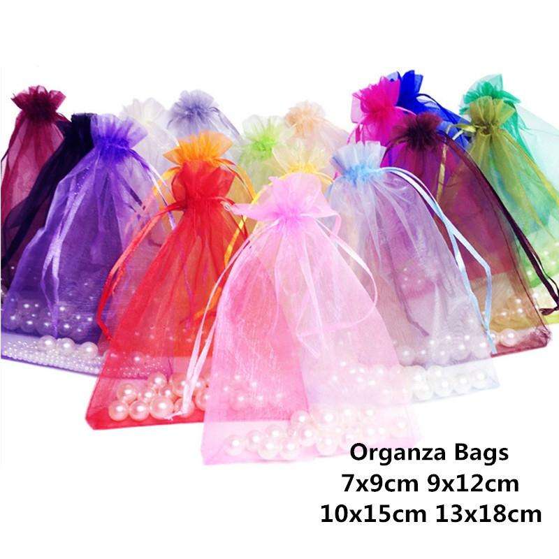100 PCS Organza Gift Bags Jewelry Packaging Bag Wedding Party Decoration, Size: 7x9cm(D16 Lake Blue)