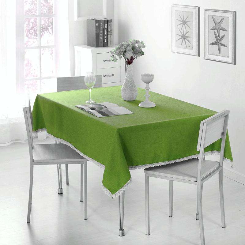 Decorative Tablecloth Imitation Linen Lace Table Cloth Dining Table Cover, Size:90x90cm(Green)