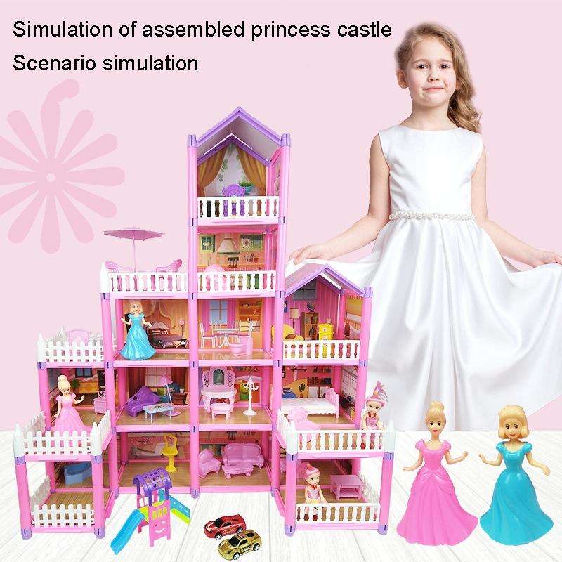 DSJ55-A 274pcs/set Children Passing Domestic Toy Doll House Princess Castle Set Simulation Disgui...