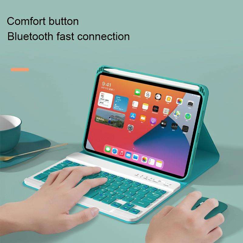 HK006 Square Keys Detachable Bluetooth Keyboard Leather Tablet Case with Holder for iPad mini 6(D...