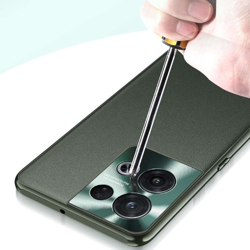 For OPPO Reno8 Pro Plain Skin Leather Phone Case(Green)